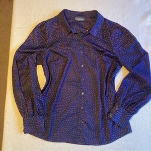 Modcloth Navy and Red Heart Print Blouse